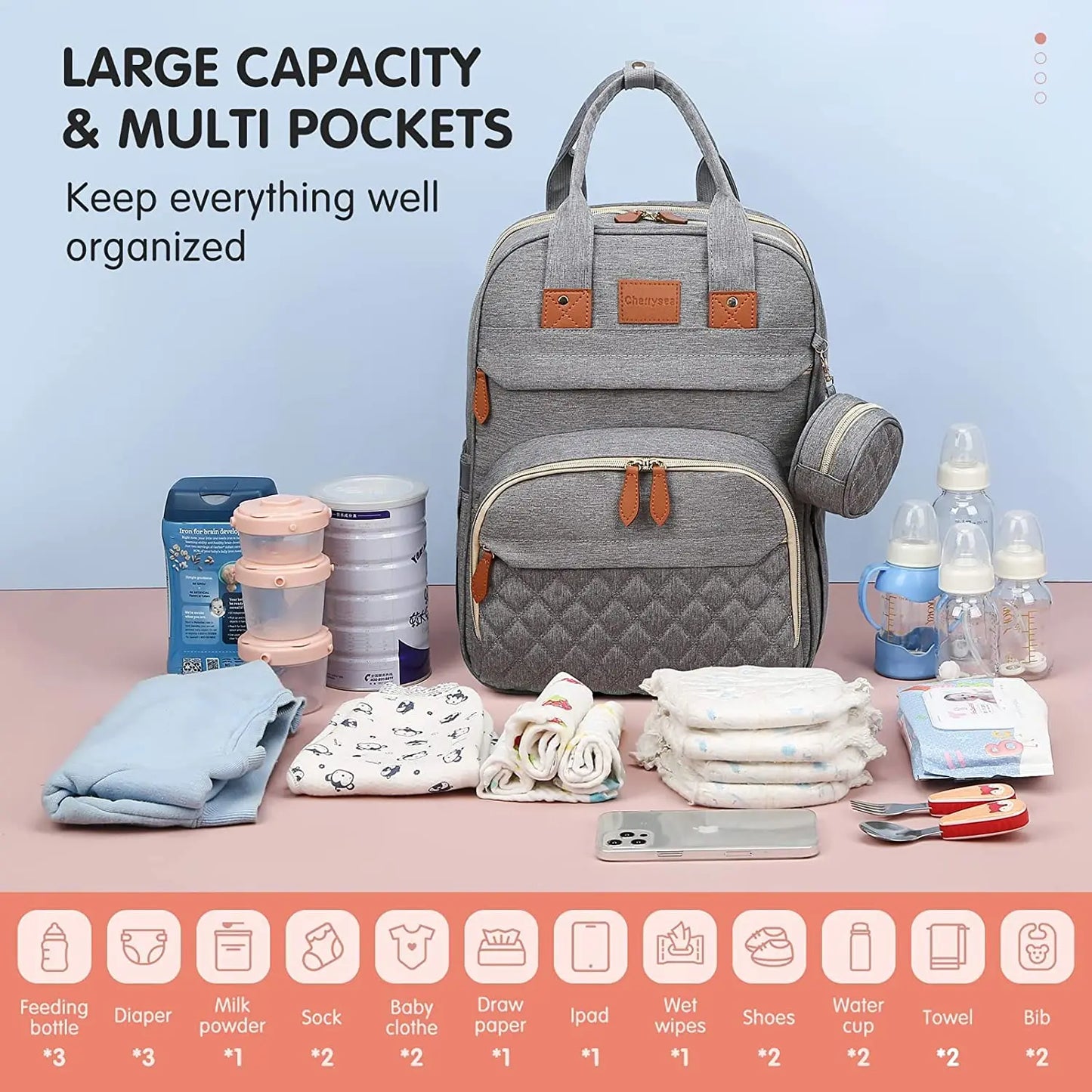 3-in-1 Diaper Bag Backpack, Foldable Baby Bed, Waterproof Travel Bag with USB Charging Port, Diaper Bag Backpack with Changing Bed, 3 Styles